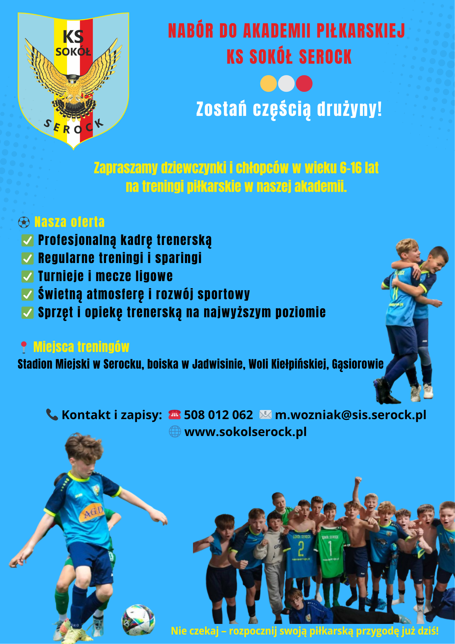 NABÓR DO PRZEDSZKOLI PIŁKARSKICH KS SOKÓŁ SEROCK!