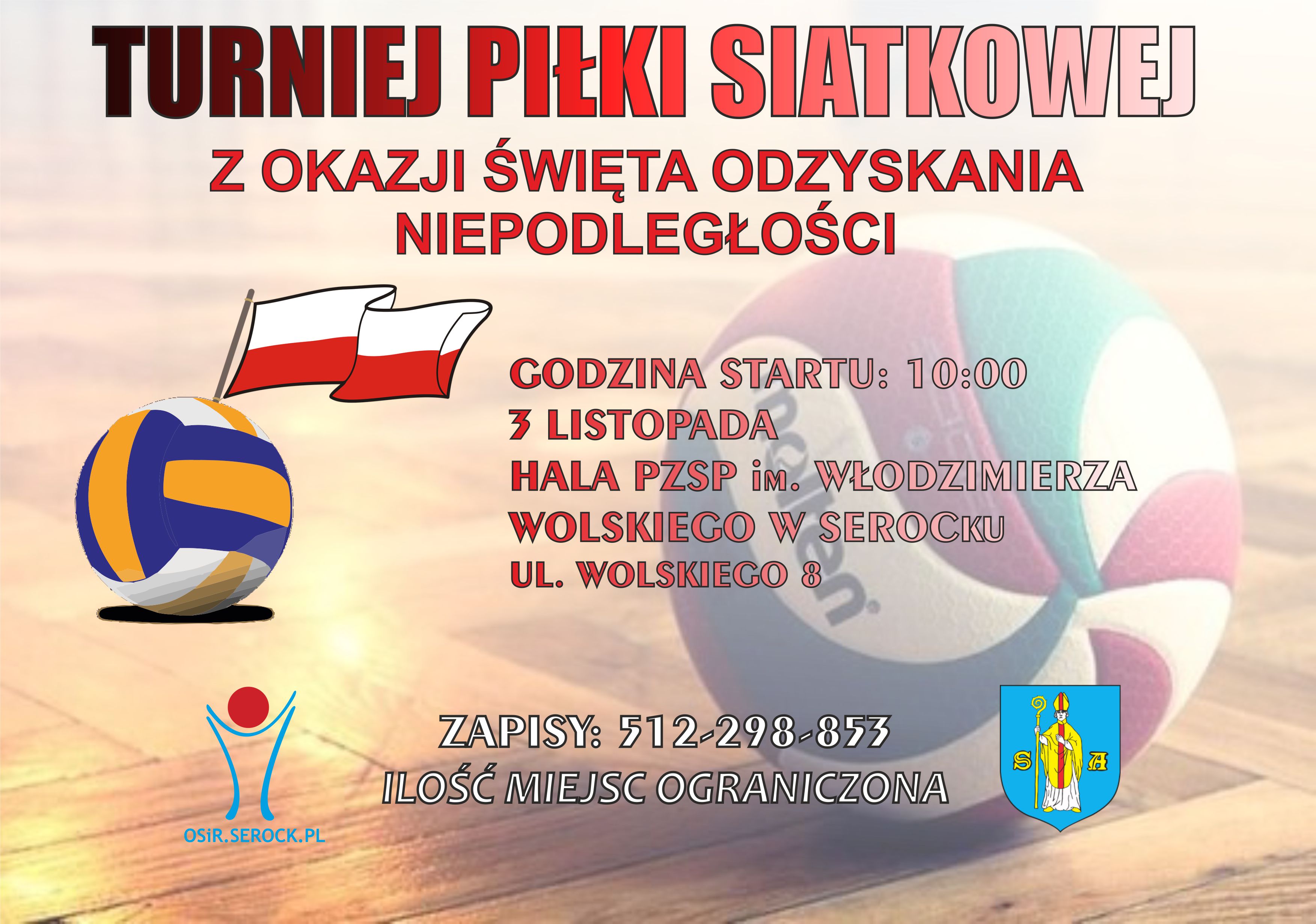 Zapisy na Turniej Piłki Siatkowej OPEN z okazji Święta Odzyskania Niepodległości